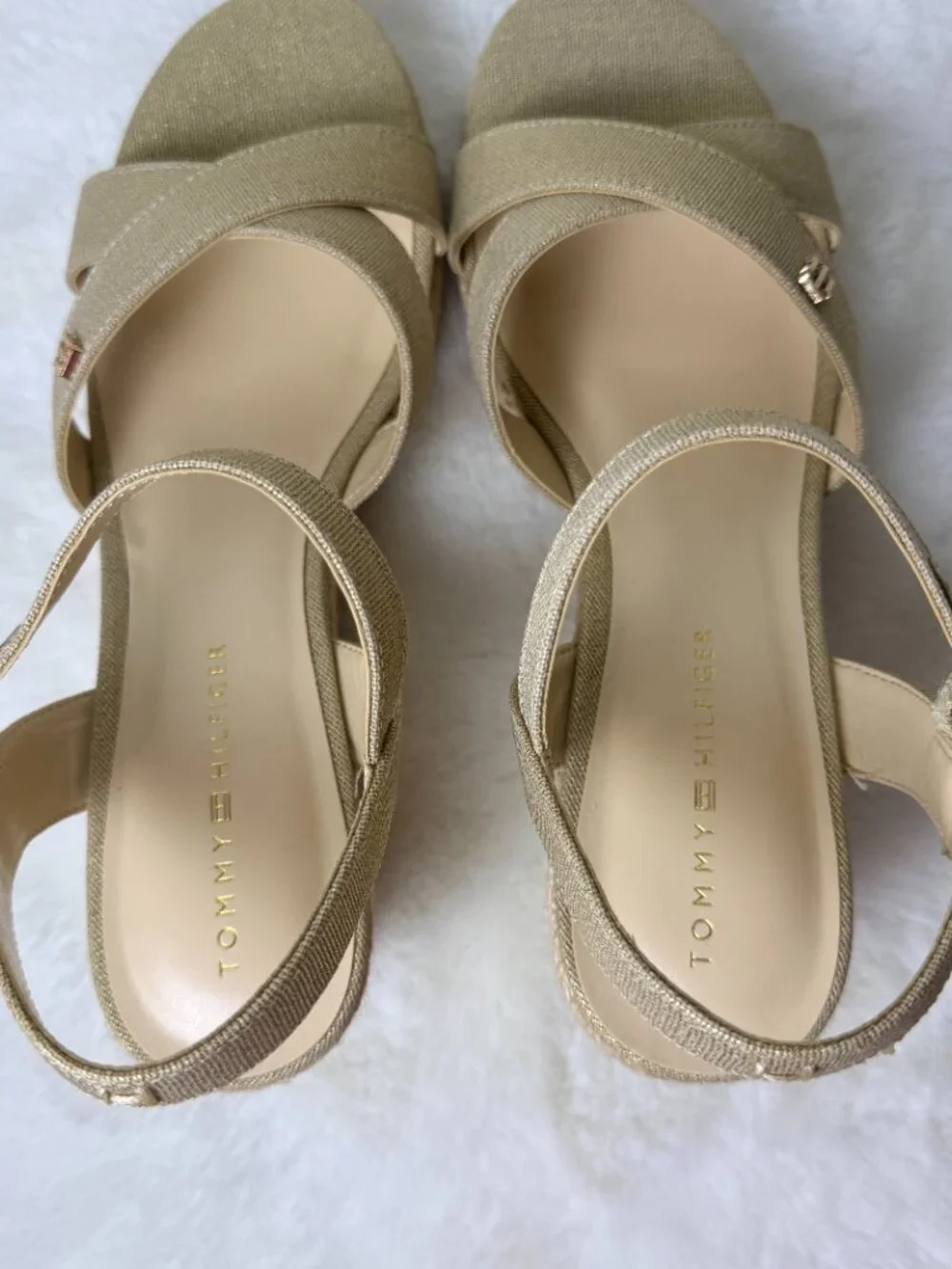 Tommy Hilfiger Genea Gold Shimmer Espadrille Wedges